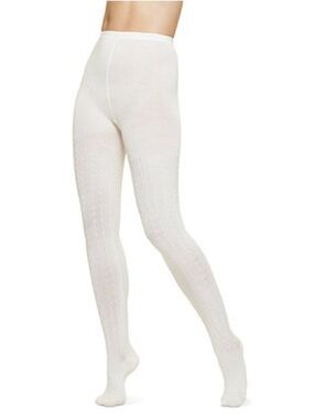 HUE Cable Knit Tights S/M Cream Ivory Cozy Stockings